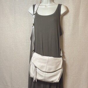 The Sak Cream Women’s Leather Crossbody Bag with Adjustable Strap
